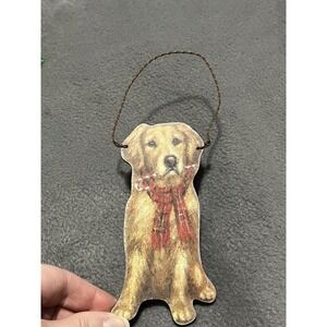 CHRISTMAS SHOPPE ~ BY KATHY ~ GOLDEN LABRADOR RETRIEVER WOOD ORNAMENT